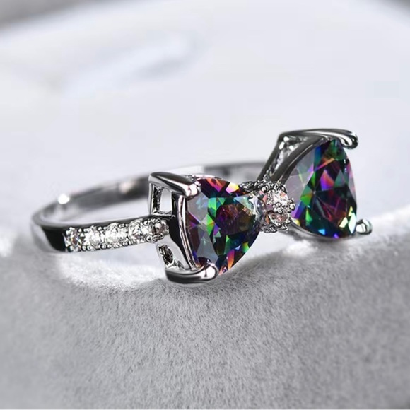 Mystic Fire Topaz Inspired Bow tie Ring - Picture 5 of 10
